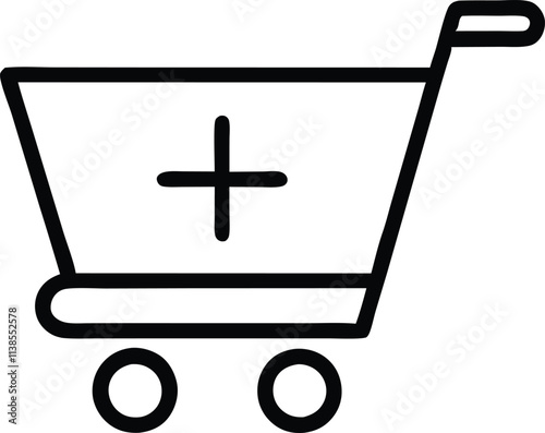 Shopping Cart Icon Add Item, Ecommerce, Online Purchase, Plus Sign