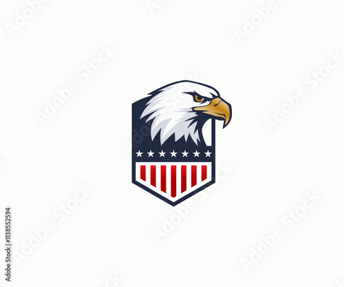 Obraz na płótnie Vector graphic Illustration of eagle head with american flag, icon logo design template w salonie