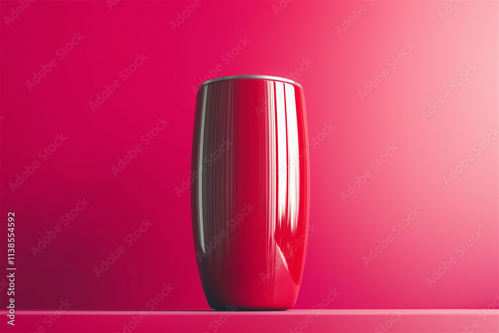 A sleek red insulated tumbler placed on a vibrant pink gradient background. The minimalist design and bright color contrast make it ideal for product presentations or mockups. A sleek red insulated tumbler placed on a vibrant pink gradient background. The minimalist design and bright color contrast make it ideal for product presentations or mockups.