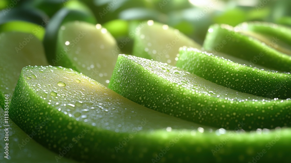 Soft green avocado slices in one corner with gradient soft background Soft green avocado slices in one corner with gradient soft background