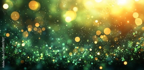 Colorful bokeh lights create a magical, festive atmosphere in a blurred background