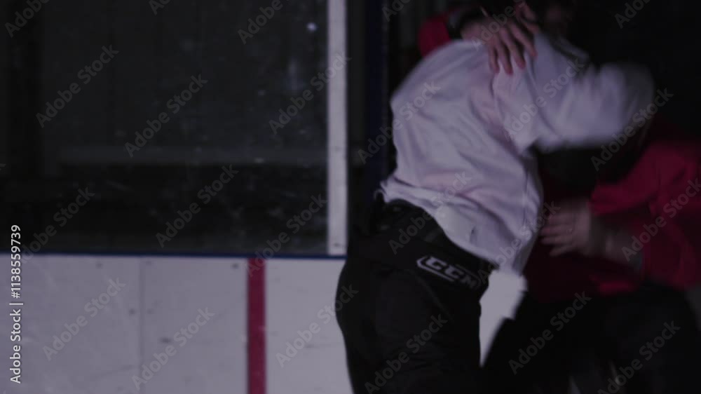 Players on ice for hockey game