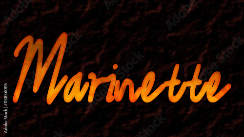 3D fire text effect of name Marinette on dark background.