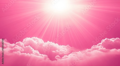 Pink Sky Clouds Sun Rays He...