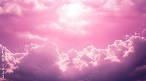 Pink Sunbeams Radiating Thr...