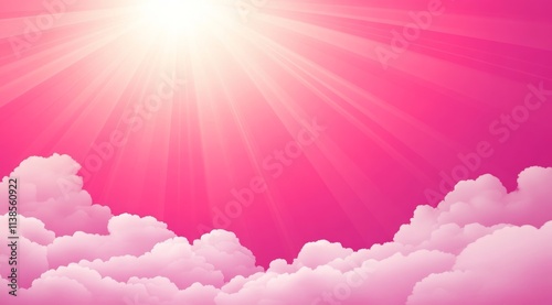 Pink Sky Clouds Sun Rays Pe...