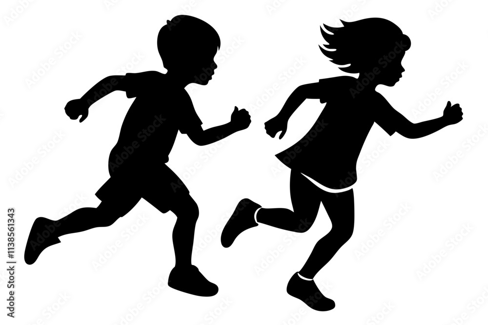 Joyful Children Running Vector Illustration – Playful and Dynamic Artwork Joyful Children Running Vector Illustration – Playful and Dynamic Artwork