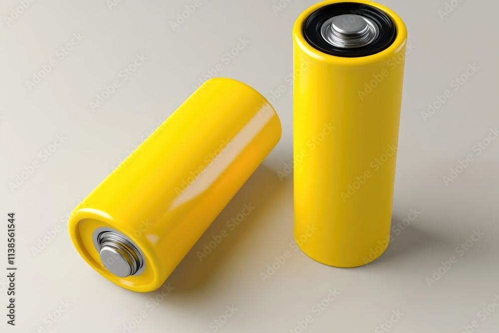 Vibrant Yellow Alkaline Batteries for Power Supply - AA Energy Source for Devices Vibrant Yellow Alkaline Batteries for Power Supply - AA Energy Source for Devices