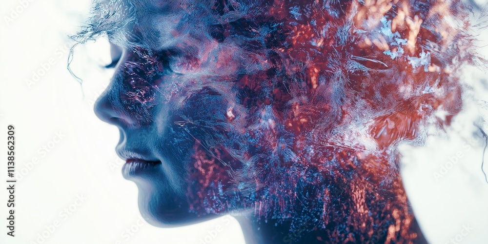 An artistic representation of human emotion illustrated through a vibrant and abstract portrait.