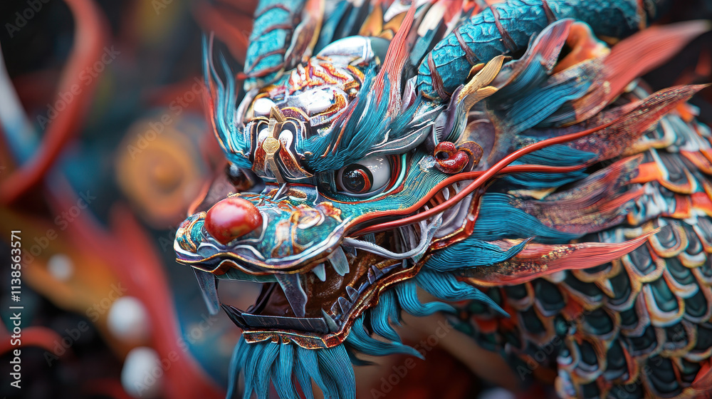 Intricate Details of a Vibrant Chinese Dragon Statue Intricate Details of a Vibrant Chinese Dragon Statue