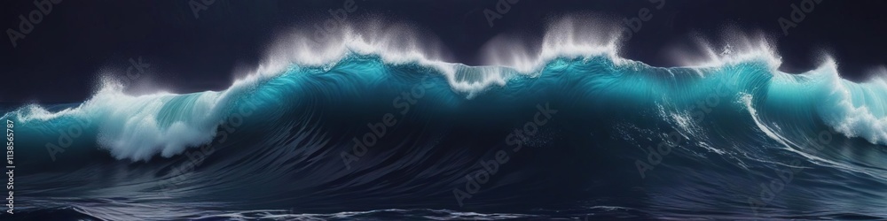 Deep ocean waves on a dark blue background with touches of purple hues, deep water, abstract ocean wave Deep ocean waves on a dark blue background with touches of purple hues, deep water, abstract ocean wave