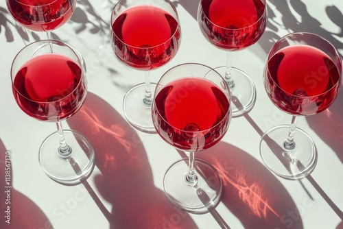 Colorful drinks in elegant glasses arranged on a table with natural light