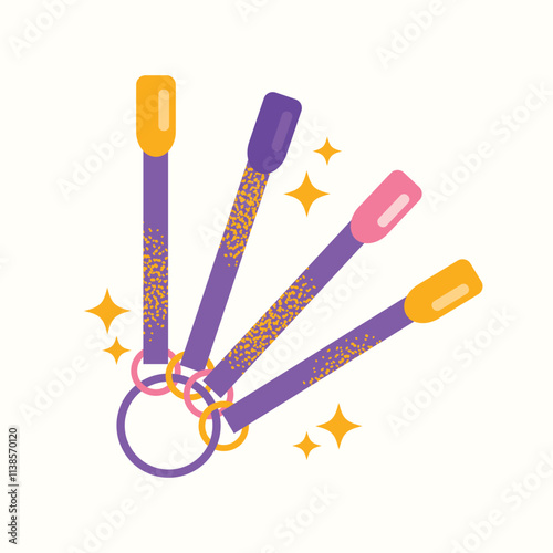 Nail care tools set manicure accessories hands with polished nails. Colorful flat illustration of nail scissors, polish bottles, cuticle nippers, files. Nail care and beauty concept
