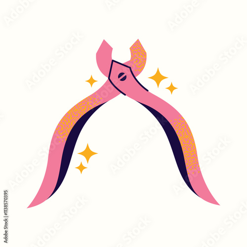 Nail care tools set manicure accessories hands with polished nails. Colorful flat illustration of nail scissors, polish bottles, cuticle nippers, files. Nail care and beauty concept