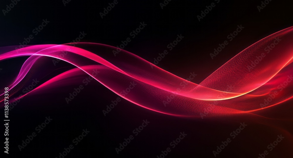 Fototapeta premium Abstract Red And Pink Waves On Black Background