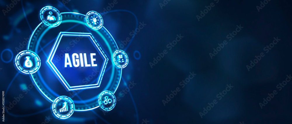 Obraz premium Internet, business, Technology and network concept. Agile Software Development. 3d illustration