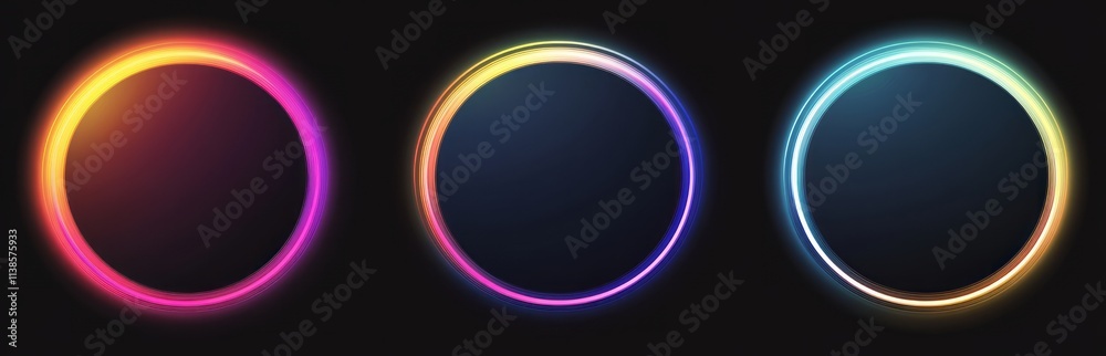Abstract Neon Rings Colorful Oval Shapes Design Abstract Neon Rings Colorful Oval Shapes Design