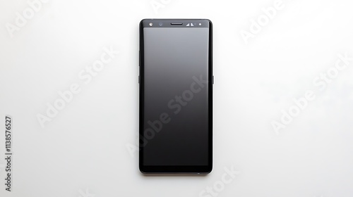 Blank empty front of a smartphone with no display content on a solid white background