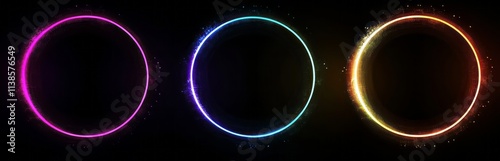 Three vibrant glowing circu...