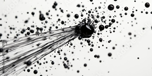 Black liquid stream and dro...