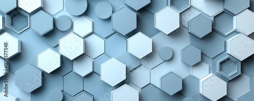 Abstract geometric background with overlapping blue hexagonal shapes