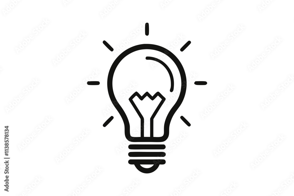 Black isolated outline icon of light bulb on white background. Line Icon illuminated lamp. Symbol of idea, creative. Black isolated outline icon of light bulb on white background. Line Icon illuminated lamp. Symbol of idea, creative.