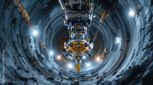 Wallpaper Mural Tunnel Boring Machine. Powerful tunnel boring machine operating underground, demonstrating advanced engineering in infrastructure projects. Torontodigital.ca
