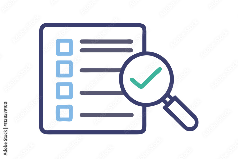 Could include a magnifying glass, checklist, or documents Could include a magnifying glass, checklist, or documents