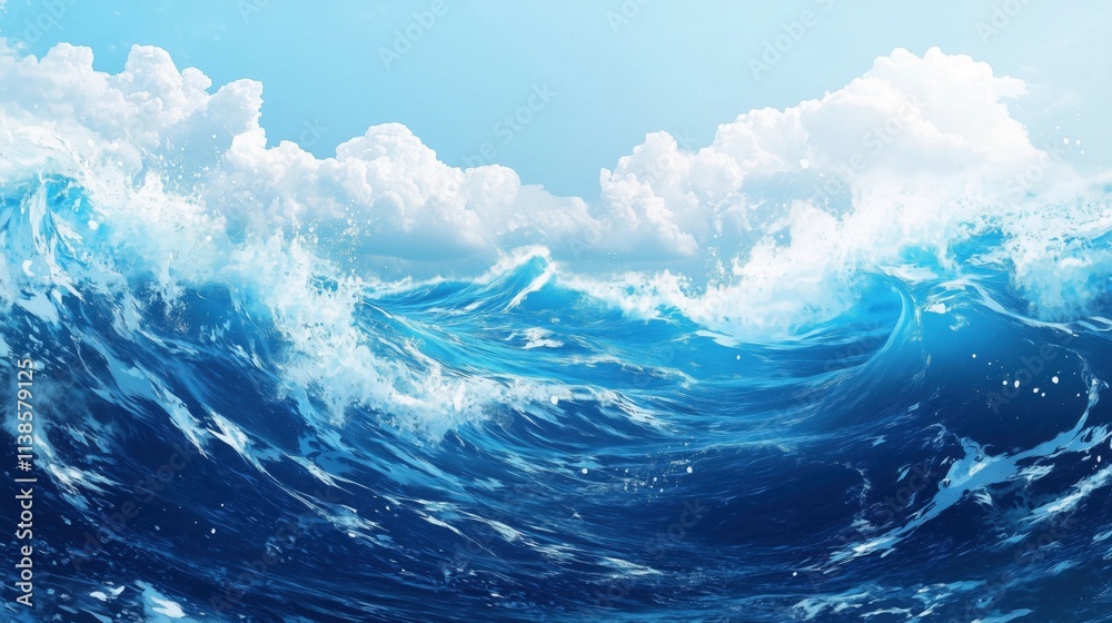 Blue Sea with Waves and Sky Blue Sea with Waves and Sky