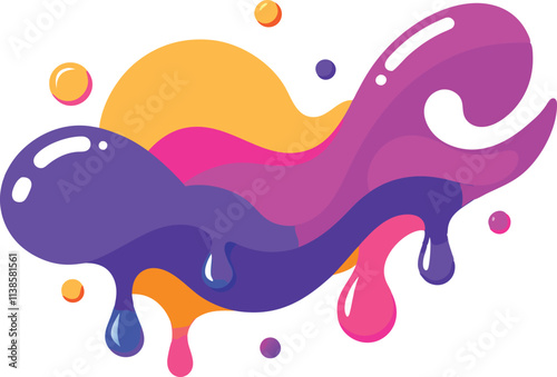 Abstract Colorful Paint Splashes Dripping Fluid Design Art
