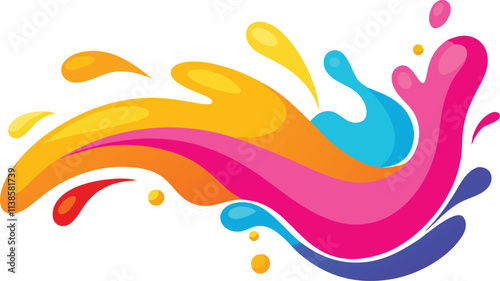 Vibrant Colorful Paint Splatter Design, Holi Festival, Abstract Art