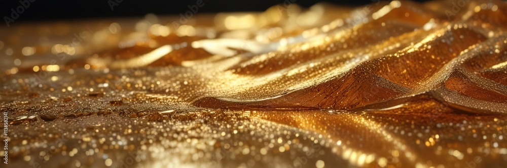 Iridescent caramel gold glitter coating a delicate glass surface, delicate surface, ethereal beauty, glass Iridescent caramel gold glitter coating a delicate glass surface, delicate surface, ethereal beauty, glass