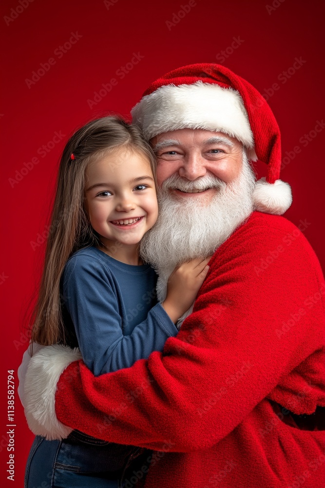 Isolated white child girl in festive knee on red background. Lively xmas, stunning child girl! copy space. Santa portrait idea. Santa child portrait. Christmas design inspiration. Isolated white child girl in festive knee on red background. Lively xmas, stunning child girl! copy space. Santa portrait idea. Santa child portrait. Christmas design inspiration.