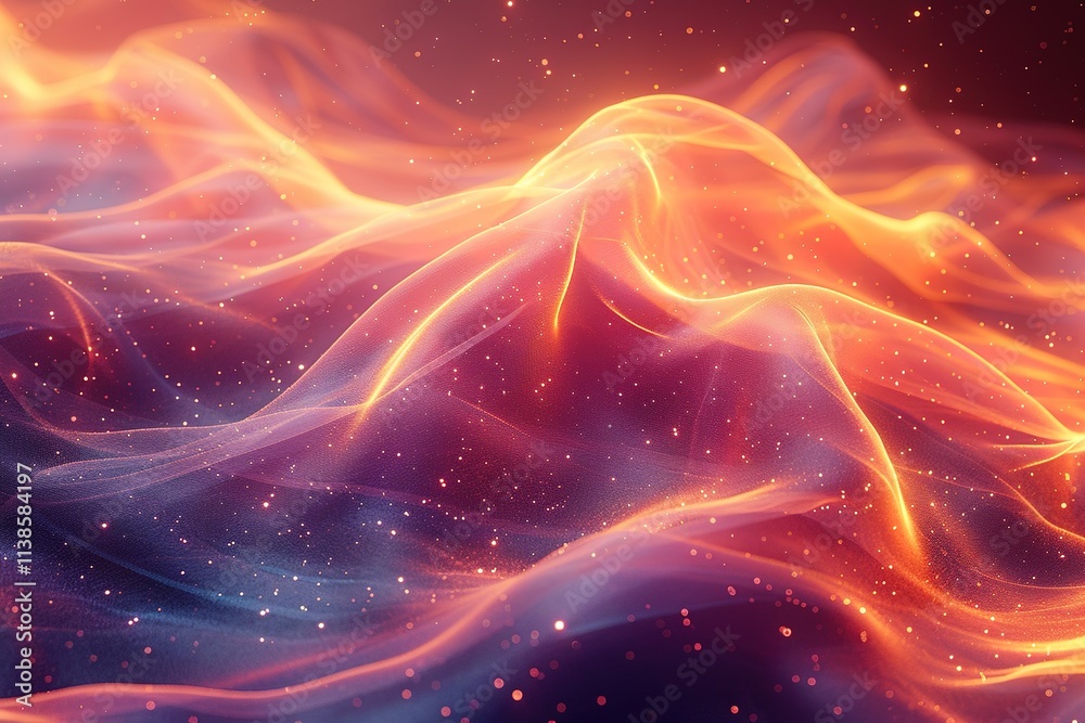 A colorful, abstract image of a mountain range with orange and blue hues A colorful, abstract image of a mountain range with orange and blue hues