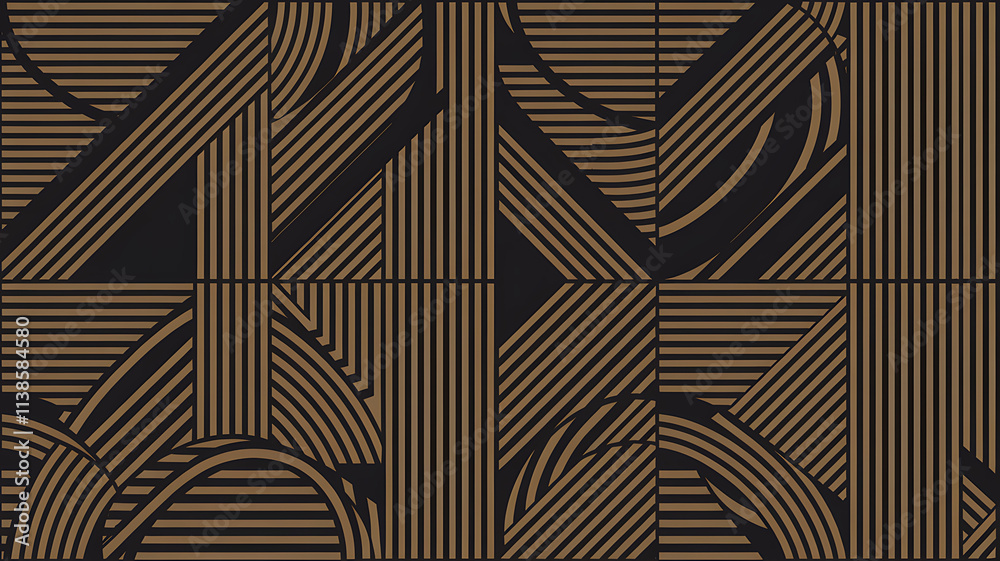 Fototapeta premium A trendy line art pattern with dynamic overlapping lines, circles, and arcs in a minimalist style, pattern, seamless, texture
