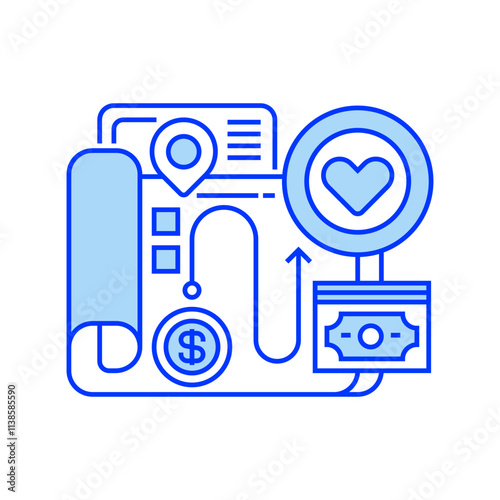 Donation Tracker Line Icon. linear style sign for mobile concept and web design. Outline vector icon.