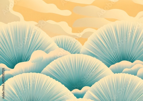 Abstract Teal Mushroom Form...
