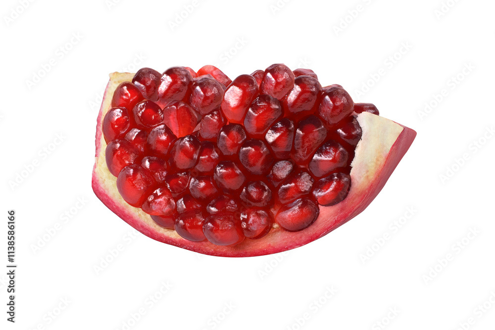 Pomegranate slice on isolated white background. Pomegranate slice on isolated white background.