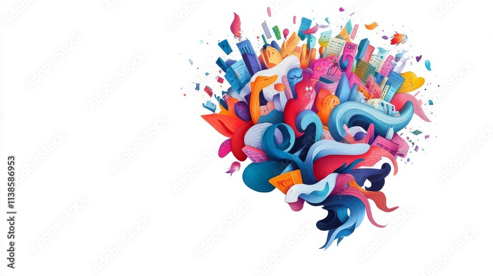 Fototapeta premium A vibrant explosion of colors and shapes representing creativity and imagination.