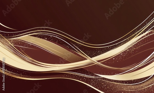 Abstract Brown and Gold Wav...