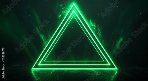 Glowing Green Neon Triangle...