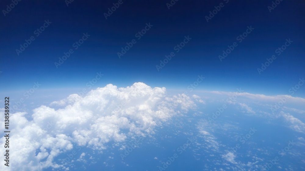 Blue Sky Over Clouds with a Clear Horizon from High Altitude Perspective Blue Sky Over Clouds with a Clear Horizon from High Altitude Perspective