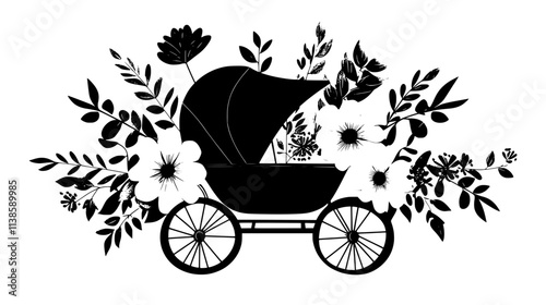 Floral arrangement in shape of Star of David, Vectorized Plant Art