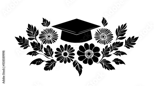 Floral arrangement in shape of Star of David, Vectorized Plant Art