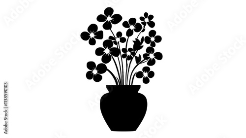 Flower arrangement with tightly grouped stems in a round, compact shape, Vectorized Plant Art