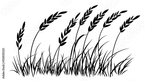 Ramie stalks ready for harvest in an agricultural plot, Vectorized Plant Art