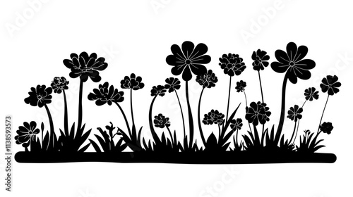 Sedum plants with dense flower clusters on a green roof, Vectorized Plant Art