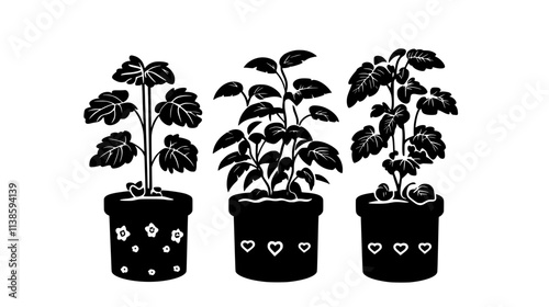 Strawberry plants in rotating columns with internal misting nozzles, Vectorized Plant Art