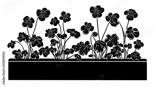 Strawberry plants with ripening fruit in raised beds, Vectorized Plant Art