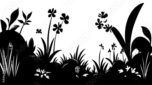Terrestrial orchid species growing in a forest floor environment, Vectorized Plant Art
